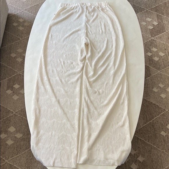 Meshki Seashell Scalloped Ribbed Coverup Satin Wide Leg Pants Size S - Picture 4 of 5